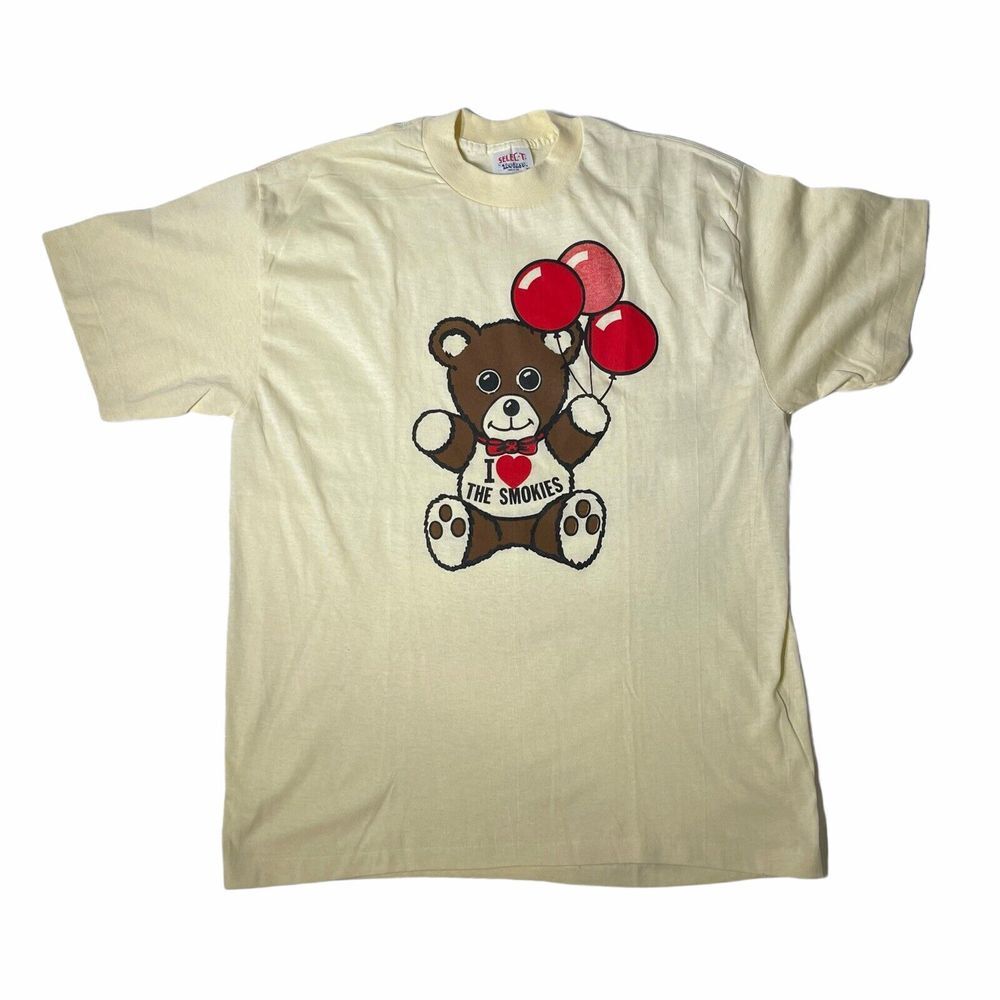 Vintage 80s Smoky Mountains I Love The Smokies Teddy Bear Shirt‎ USA XL